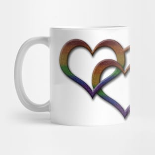 Gay Pride Rainbow Colored Heart Shaped Overlapping Male Gender Symbols Mug